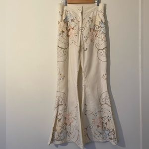 Antique Embroidery Table Cloth Pants by Béhen.
